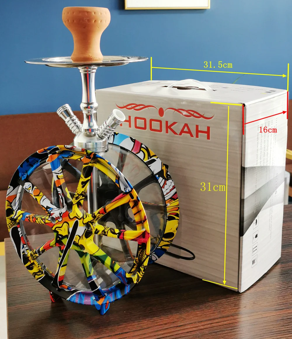 Arabic hookah Double-tube large hookah acrylic wheel hookah - RORA