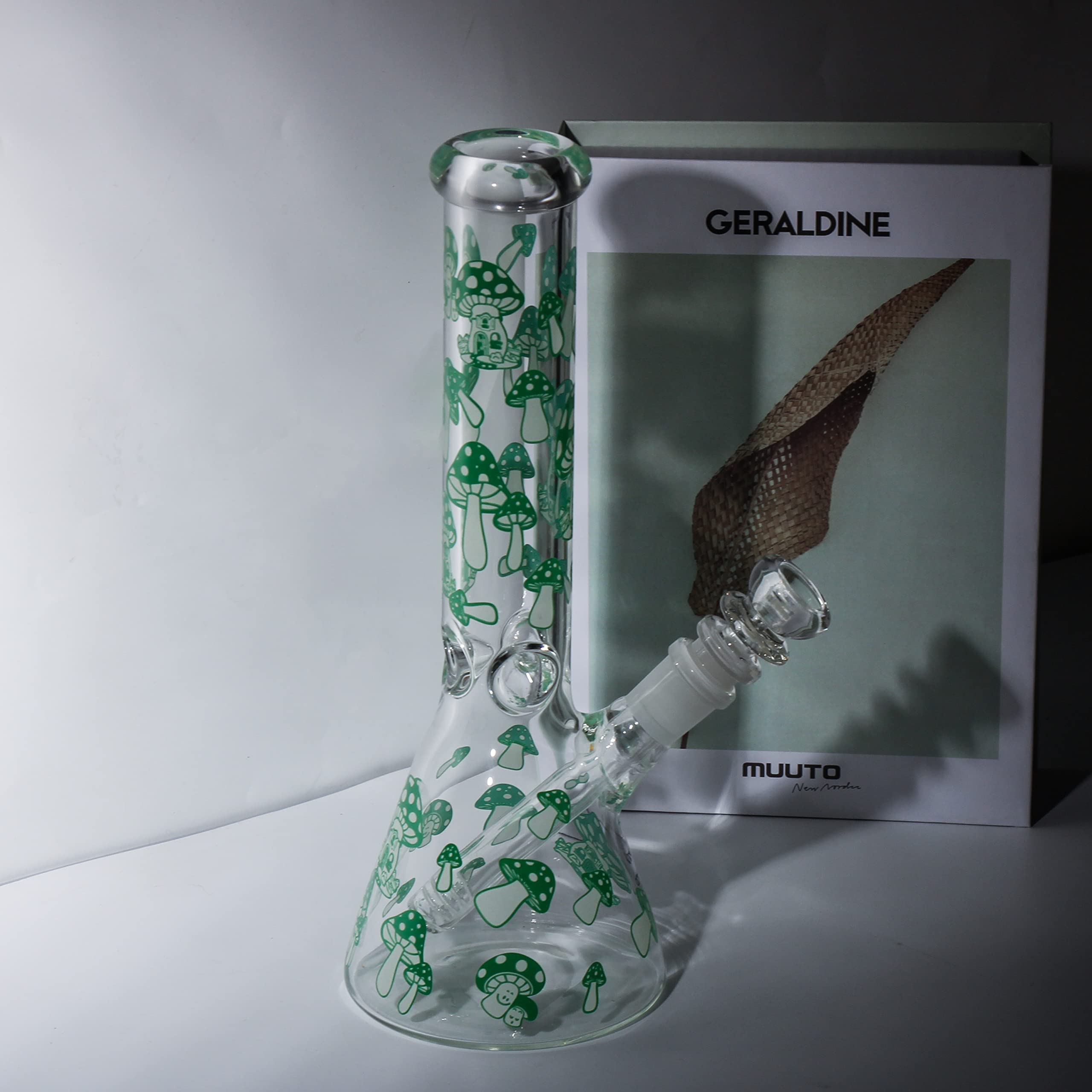 Green Mushroom Glass Bong water pipe beaker bubbler hookah |10.4inch