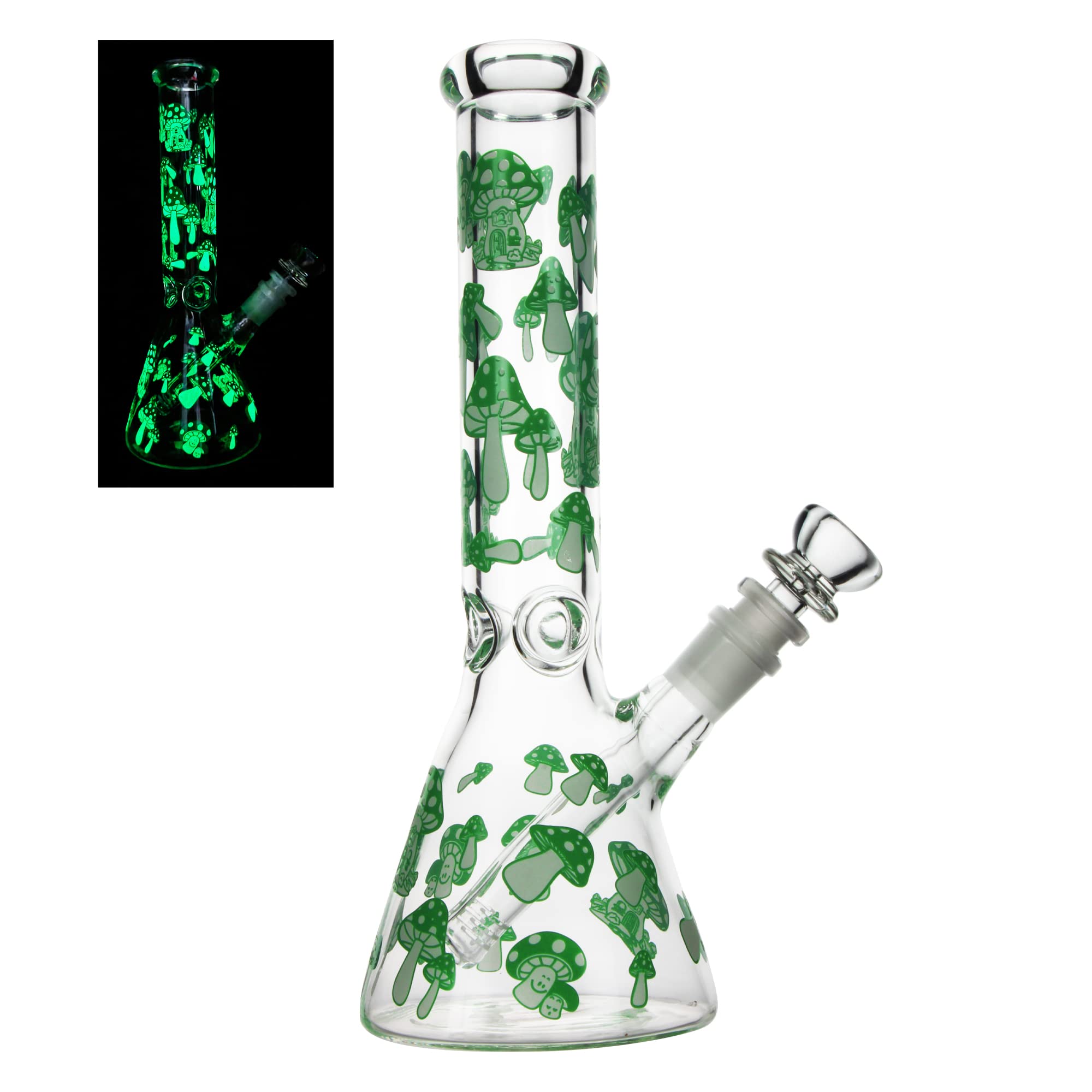 Green Mushroom Glass Bong water pipe beaker bubbler hookah |10.4inch