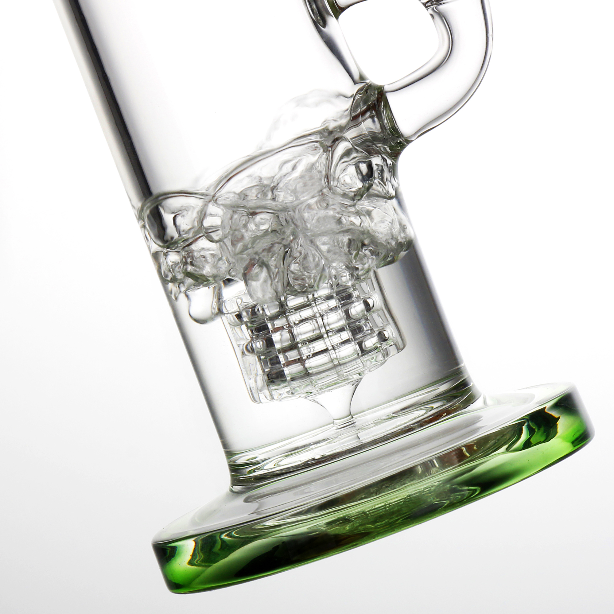 10Inch Green Dab Rig Glass Bong Water Pipe Ash Catcher 14.5mm Joint