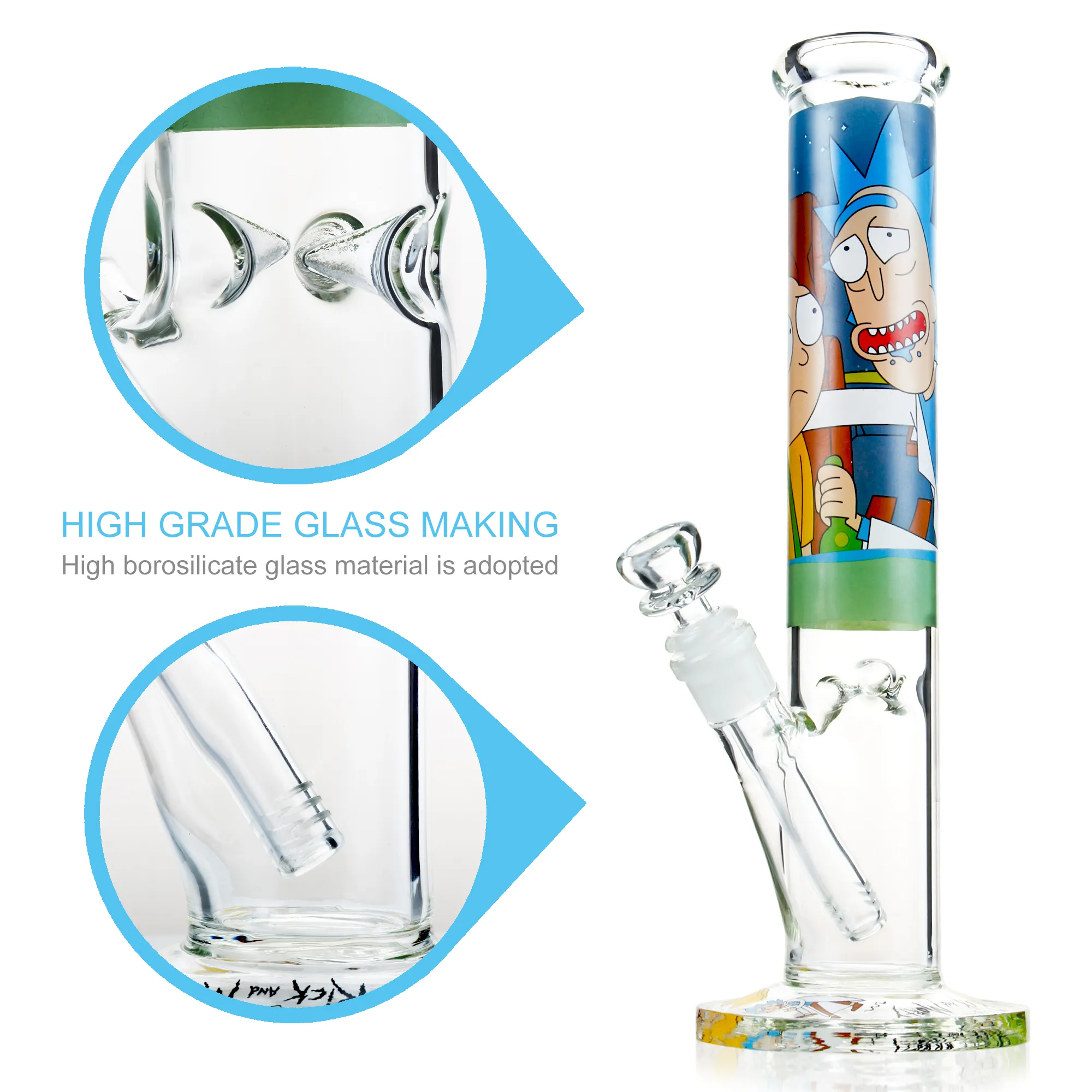 13Inch Rick And Morty Glass Bong Water Pipe Beaker Bubbler