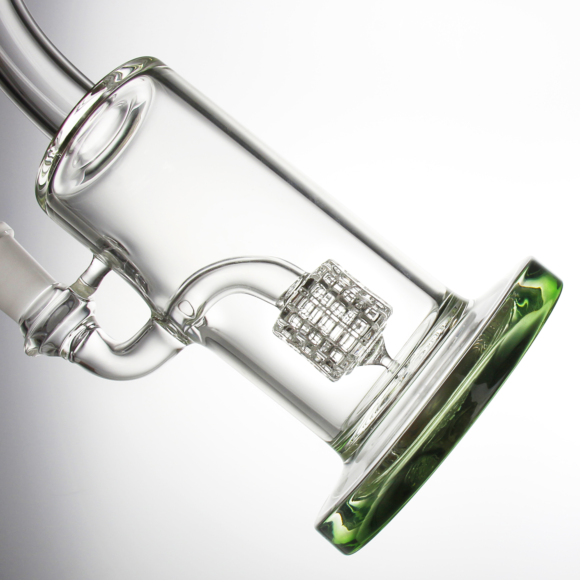 10Inch Green Dab Rig Glass Bong Water Pipe Ash Catcher 14.5mm Joint