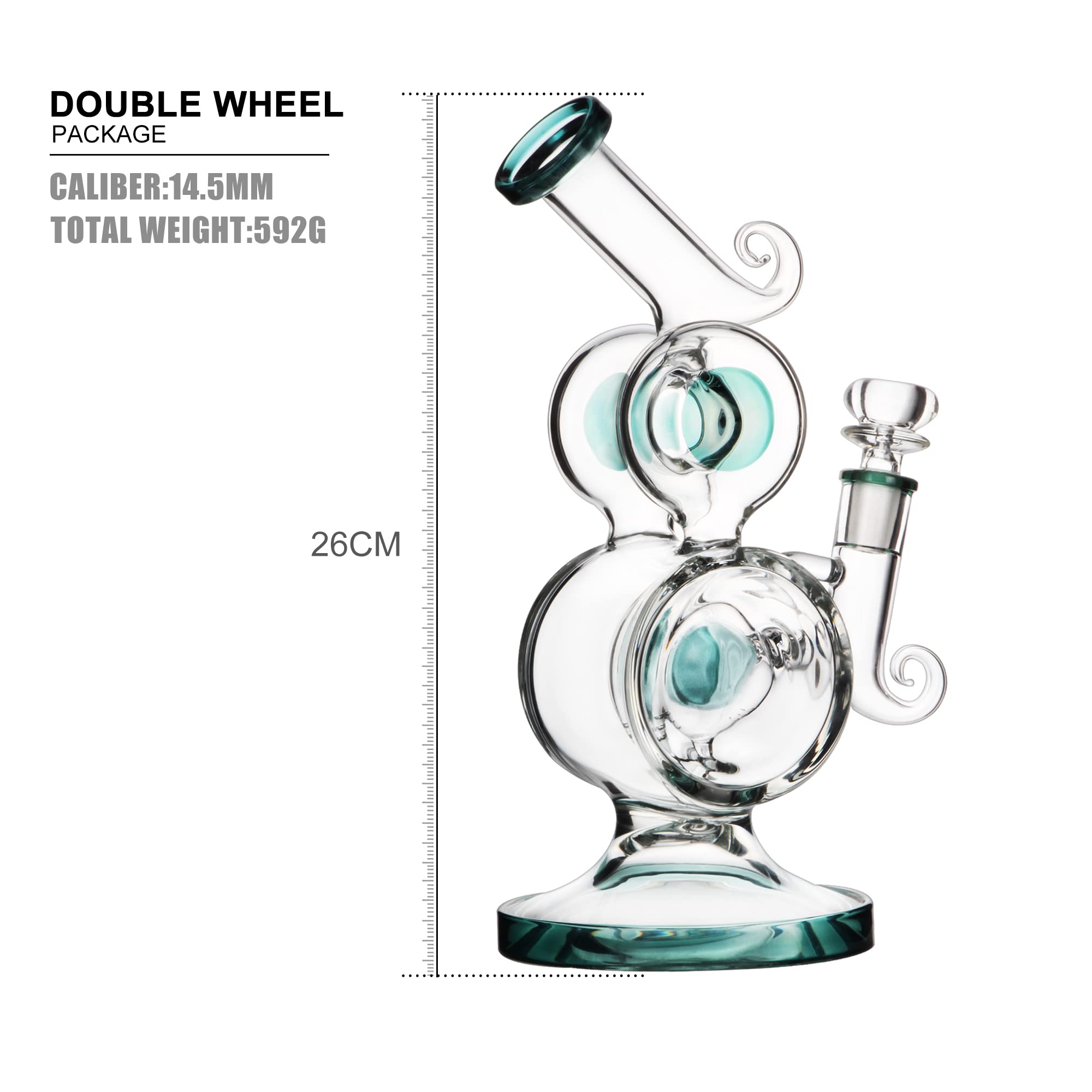 11Inch Blue Double Circle Dab Rig Glass Bong Water Pipe For Smoking 14.5mm