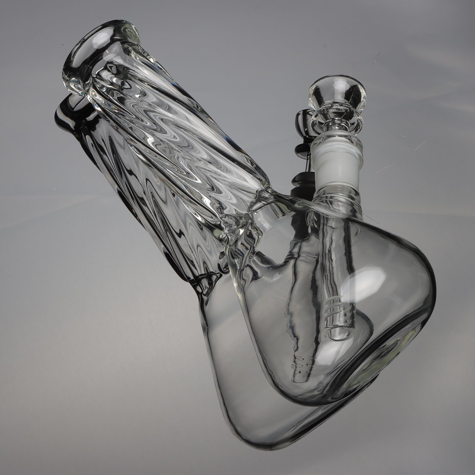 10.5in Clear Striped Glass Bong Smoking Water Pipe Beaker Bubbler
