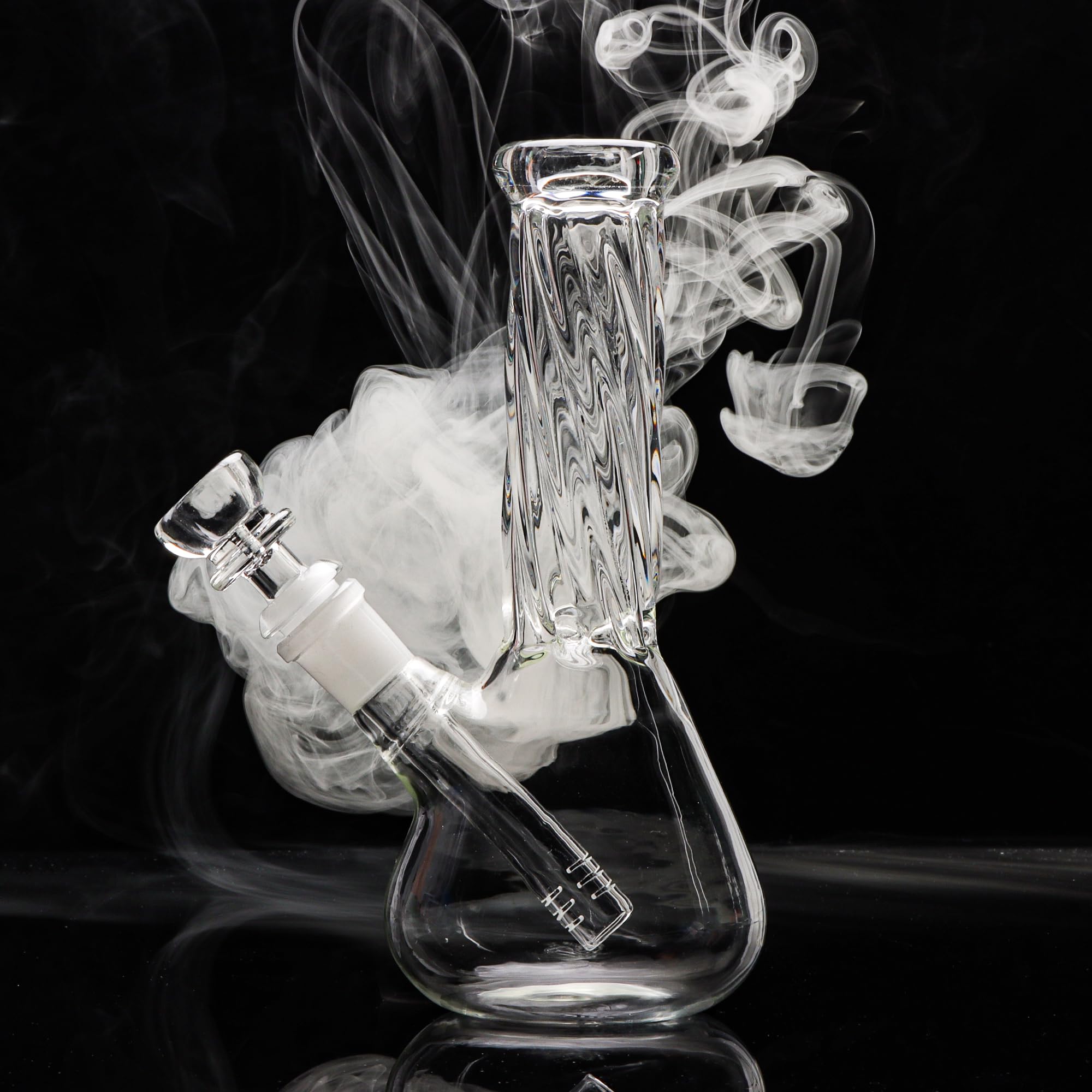 10.5in Clear Striped Glass Bong Smoking Water Pipe Beaker Bubbler