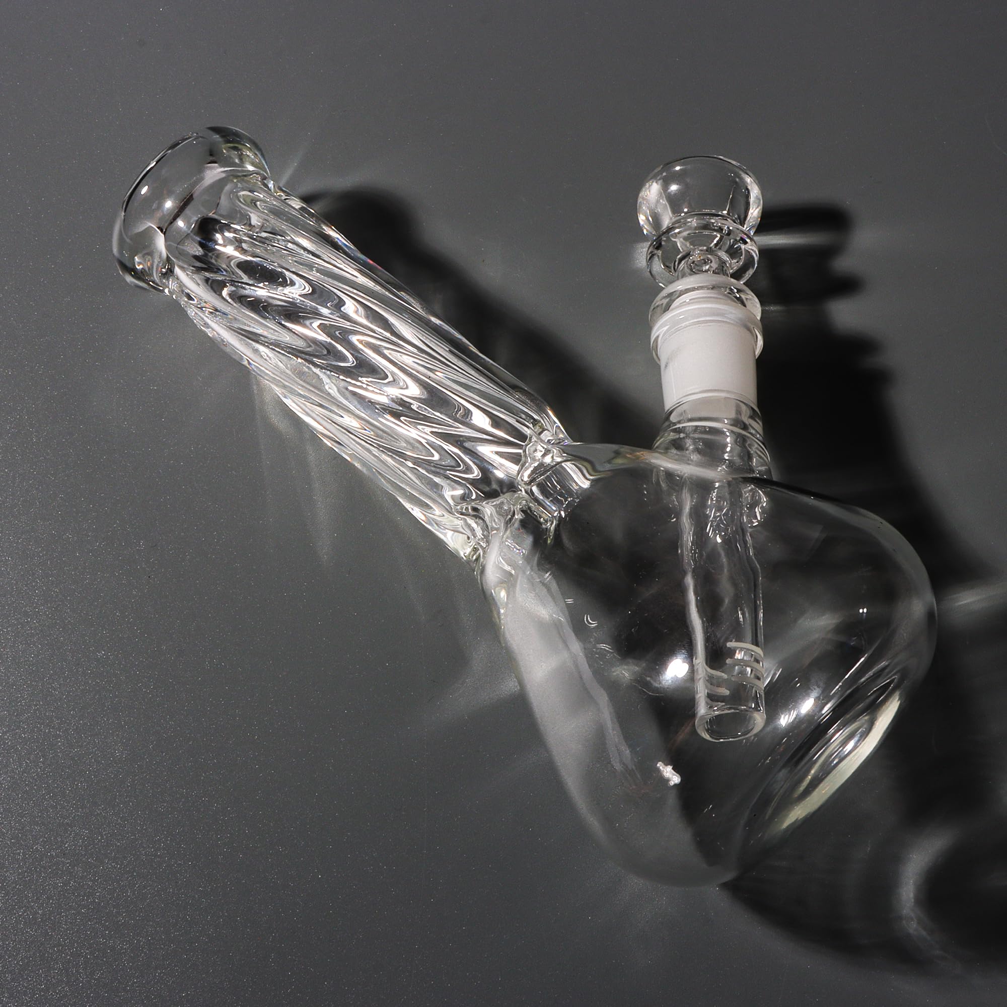 10.5in Clear Striped Glass Bong Smoking Water Pipe Beaker Bubbler