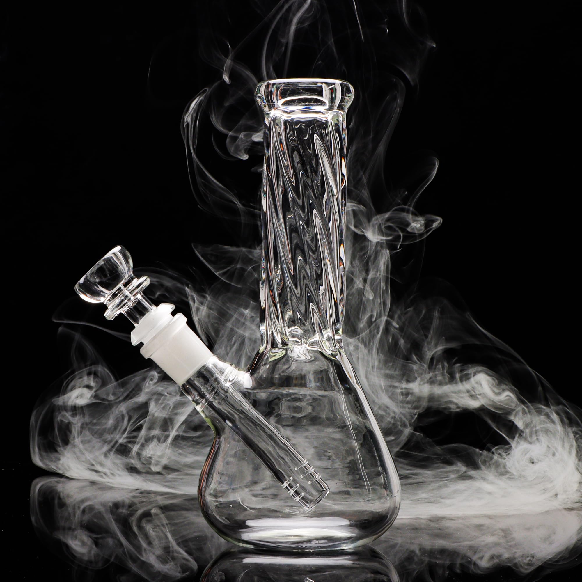 10.5in Clear Striped Glass Bong Smoking Water Pipe Beaker Bubbler