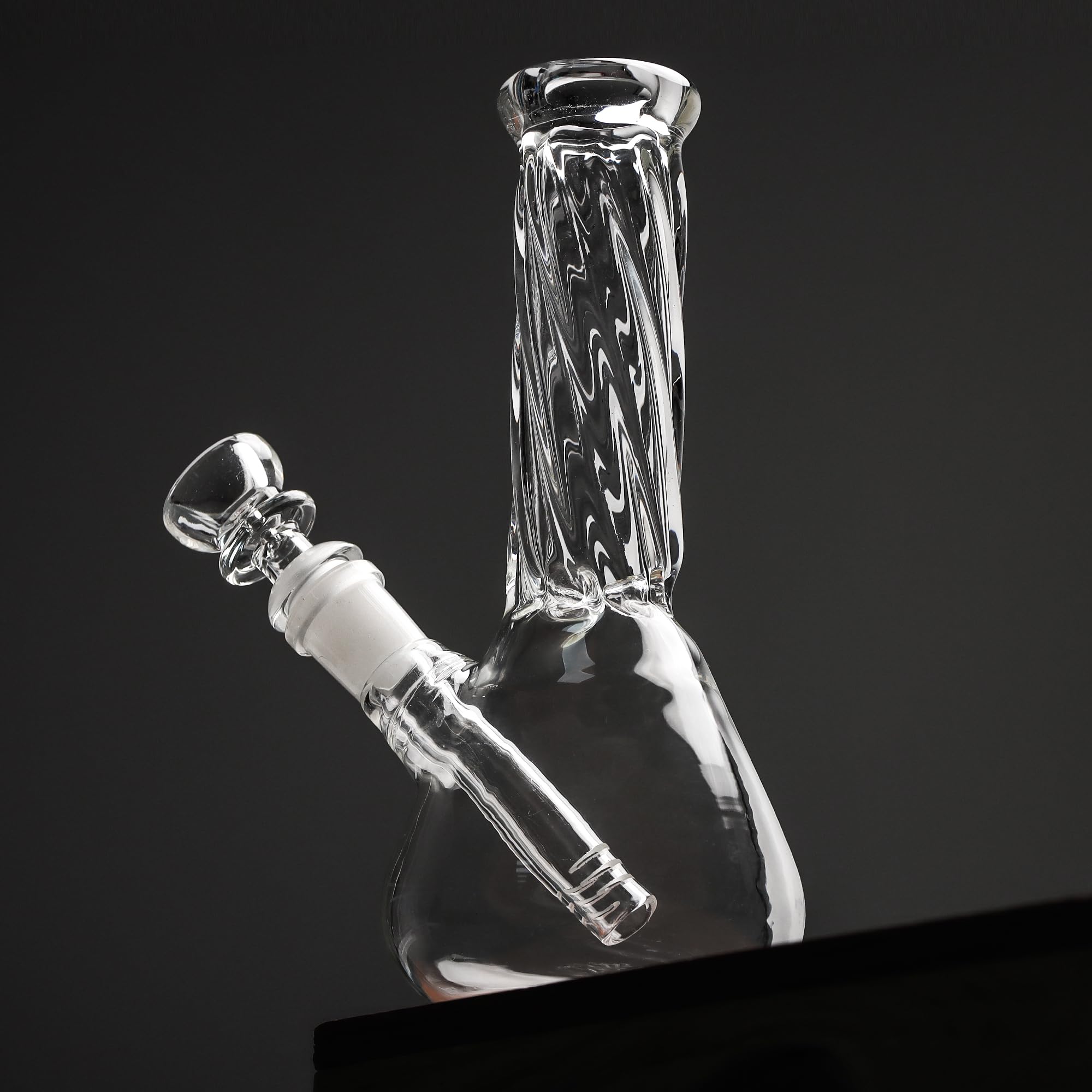 10.5in Clear Striped Glass Bong Smoking Water Pipe Beaker Bubbler