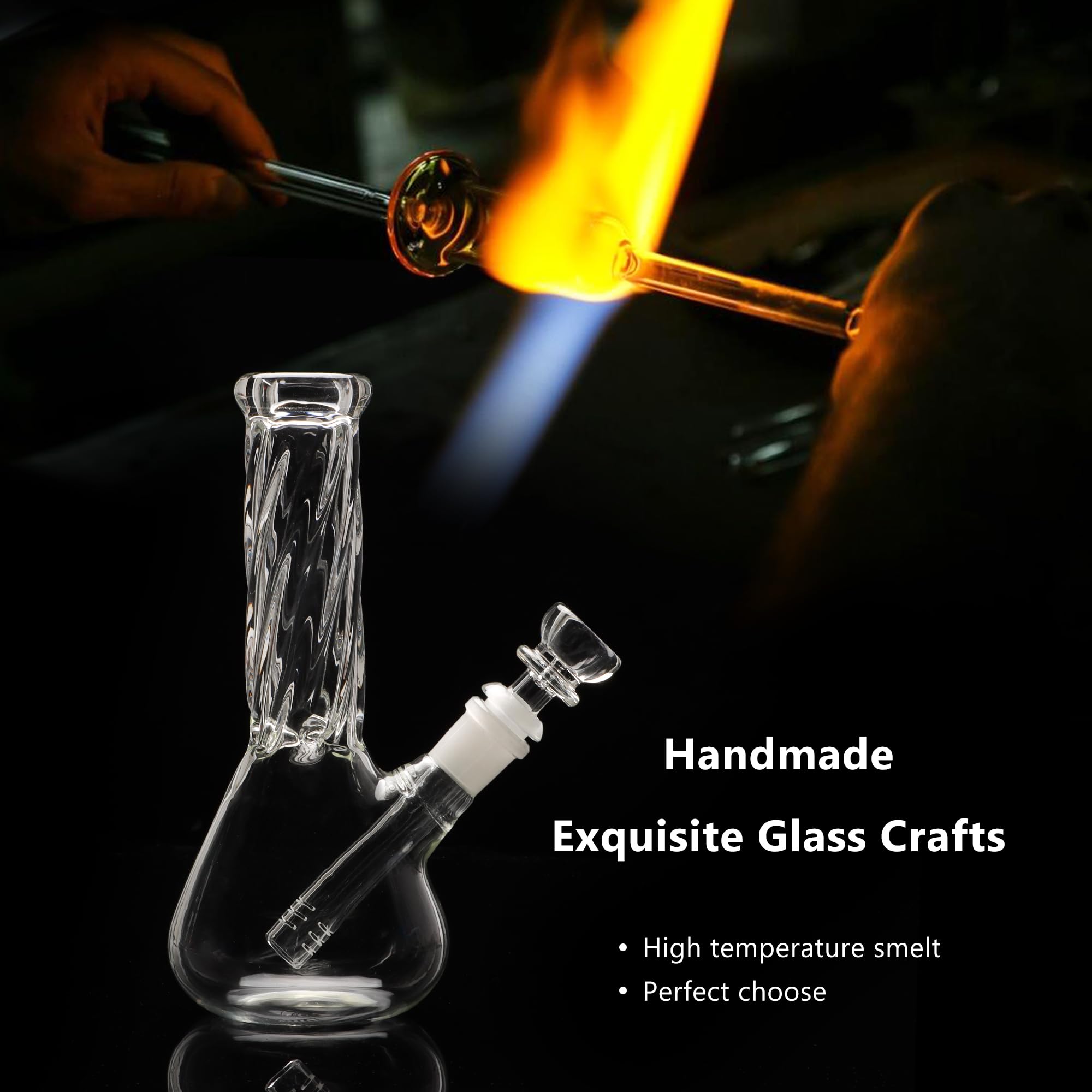 10.5in Clear Striped Glass Bong Smoking Water Pipe Beaker Bubbler
