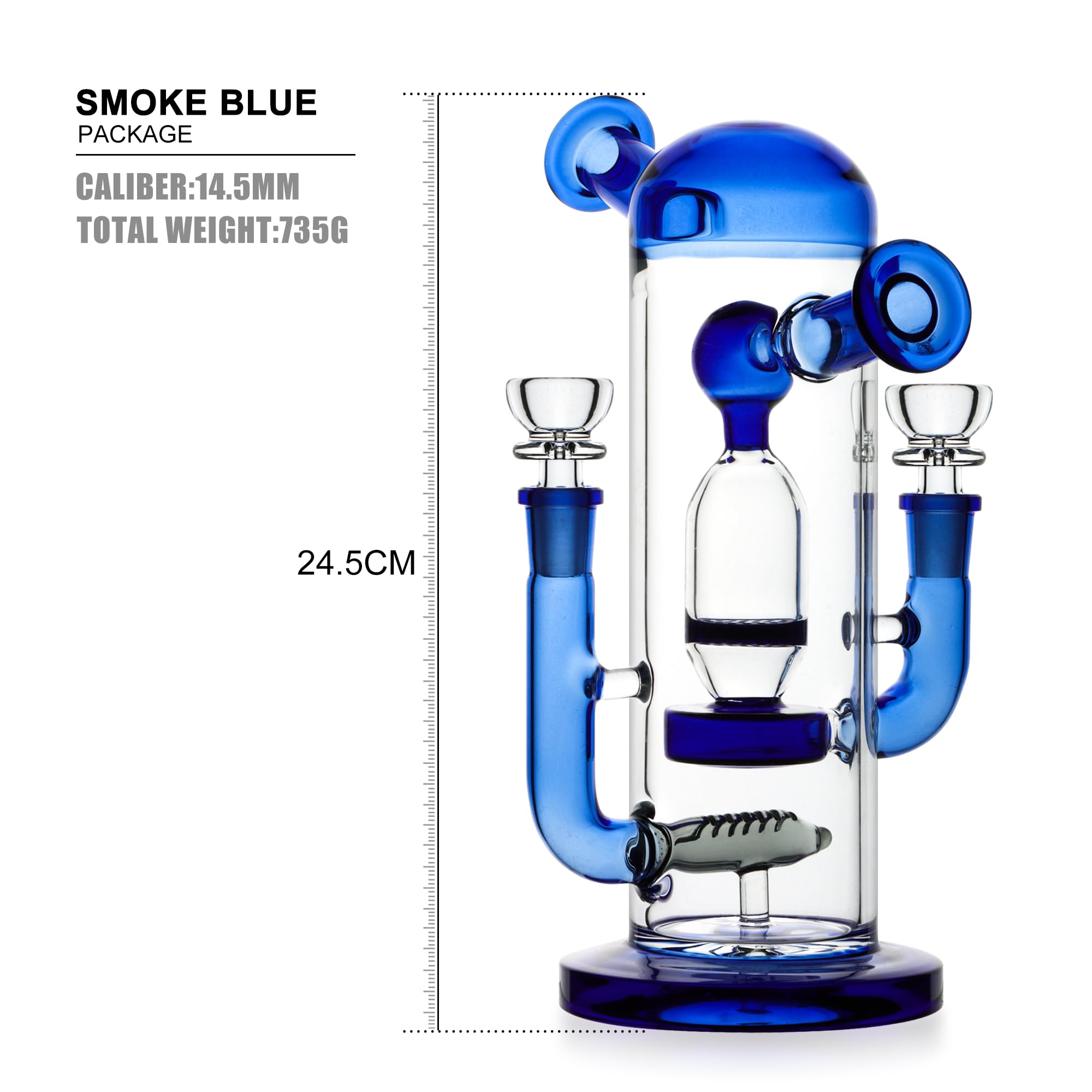 Smoke-Blue| 14.4mm  9.6inch - RORA