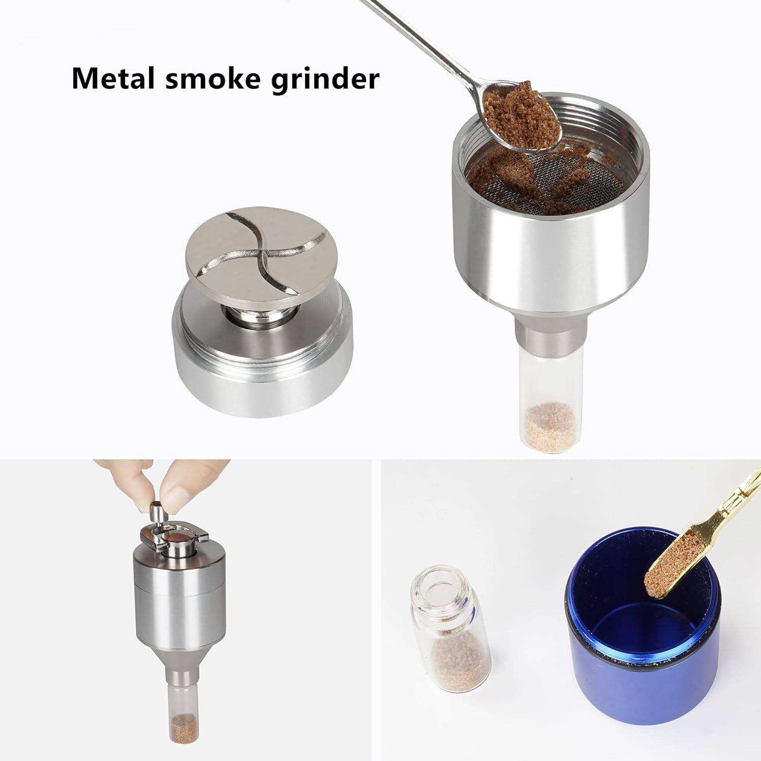 15 Pcs Metal Snuff Tobacco Set with Smoke Case Small Funnel Aluminum Alloy Sealed Snuff Bottle with Spoon