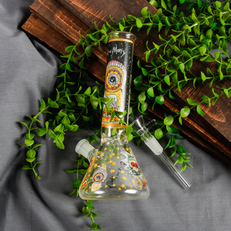 8″ Rick and Morty Yellow Glass Bong Hookah Water Pipe