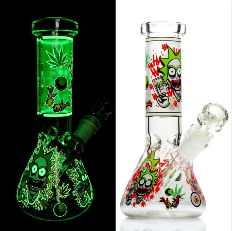 Rick And Morty Luminous Glass Bong 8 Inches Water pipe glass pipe