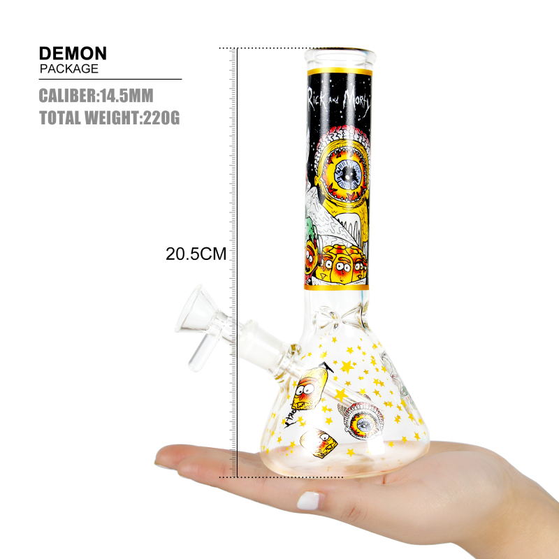 8″ Rick and Morty Yellow Glass Bong Hookah Water Pipe