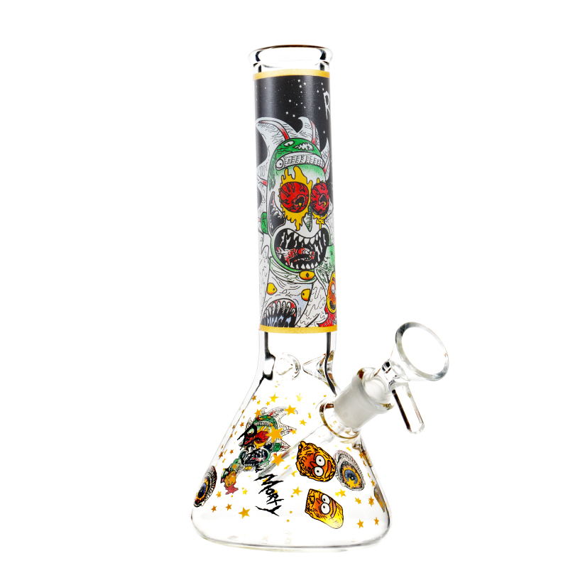 8″ Rick and Morty Yellow Glass Bong Hookah Water Pipe