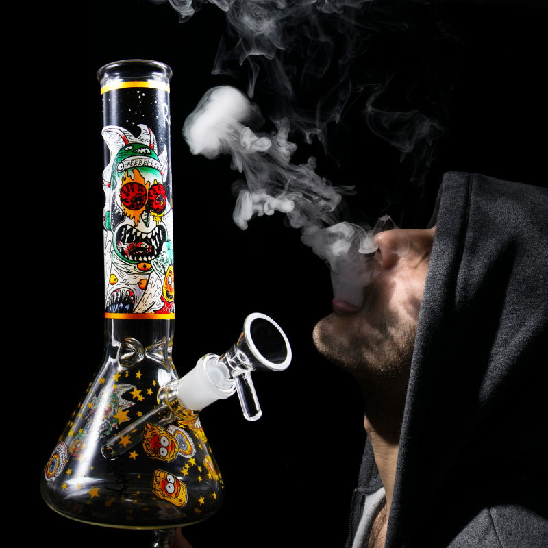8″ Rick and Morty Yellow Glass Bong Hookah Water Pipe