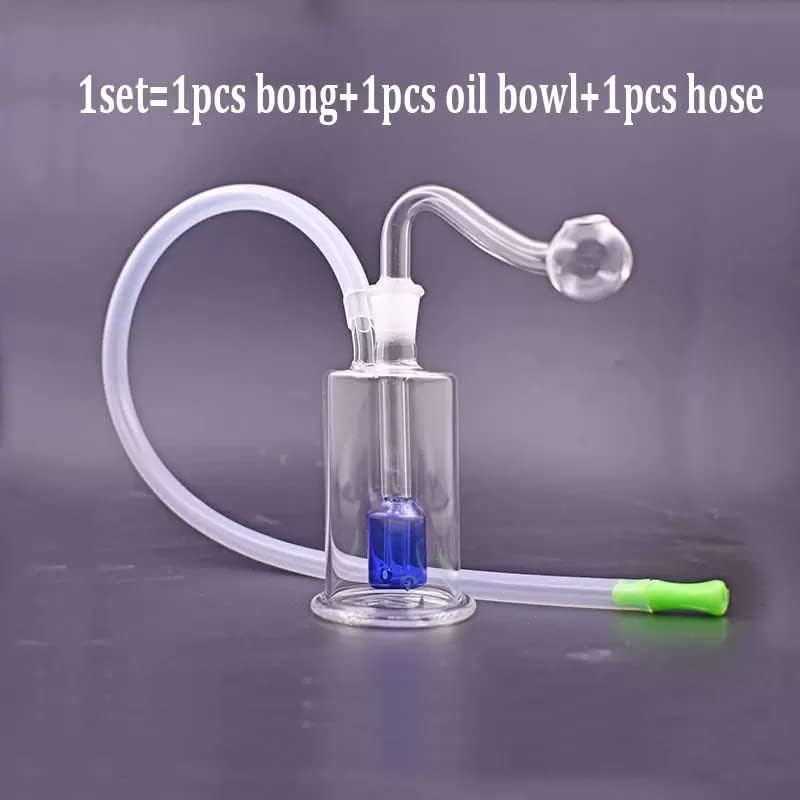 10mm Mini Glass Oil Burner Bong Round Dab Rigs Bongs Ash Catcher Pipe with Male Glass Oil Burner Pipe and Silicone Hose - RORA