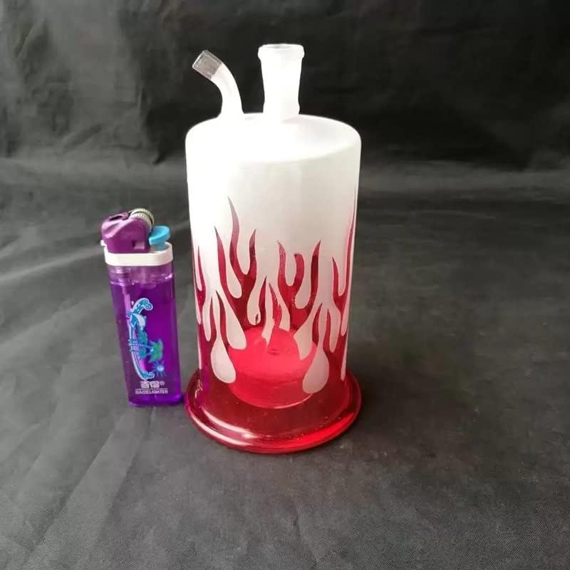 Red Flame Glass Bongs Water Pipe Beaker Bubbler