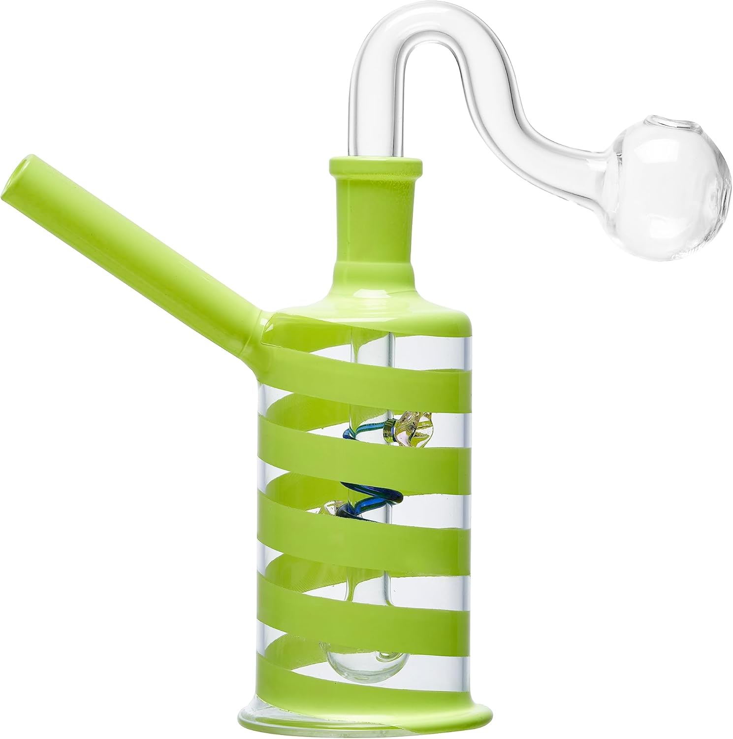 Green Stripe Glass Bong Handmade Thick Water Pipe