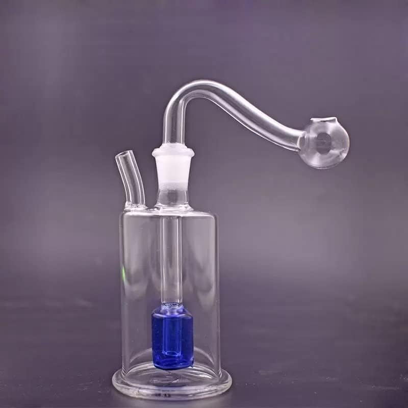 10mm Mini Glass Oil Burner Bong Round Dab Rigs Bongs Ash Catcher Pipe with Male Glass Oil Burner Pipe and Silicone Hose - RORA