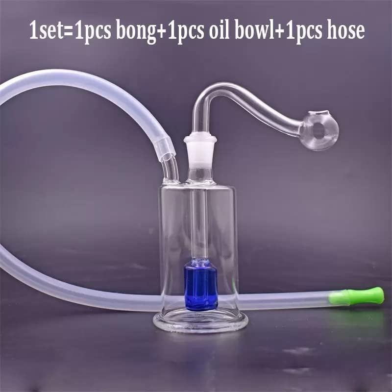 10mm Mini Glass Oil Burner Bong Round Dab Rigs Bongs Ash Catcher Pipe with Male Glass Oil Burner Pipe and Silicone Hose - RORA