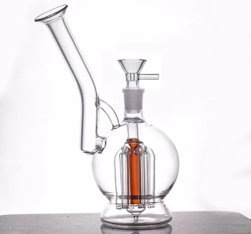 Transparent Round Red Glass Bong Water Pipe