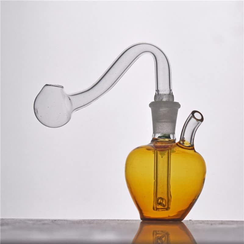 Apple shape Mini Glass Bong Water Pipes with Thick Recycler Hand Dab Bongs for Smoking with glass burner pipe (A) - RORA