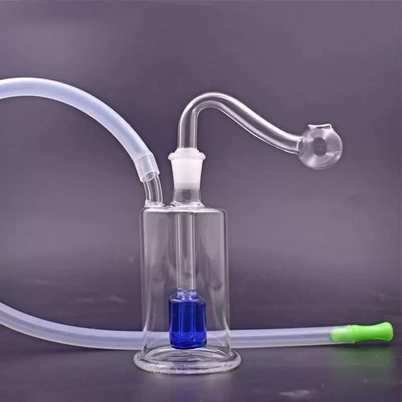 10mm Mini Glass Oil Burner Bong Round Dab Rigs Bongs Ash Catcher Pipe with Male Glass Oil Burner Pipe and Silicone Hose - RORA