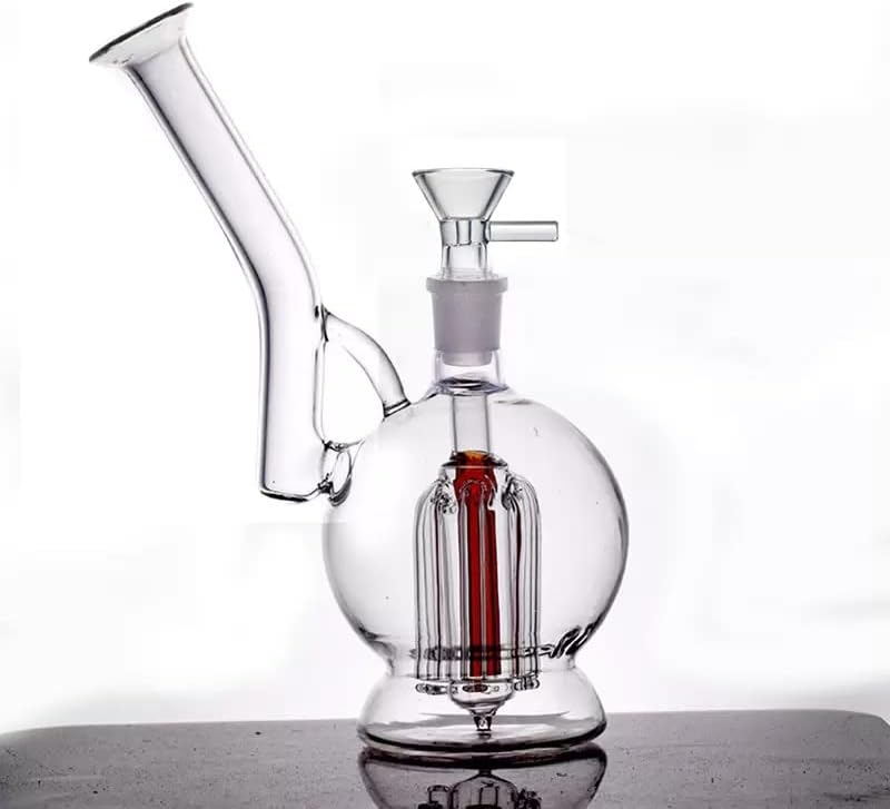 Transparent Round Red Glass Bong Water Pipe
