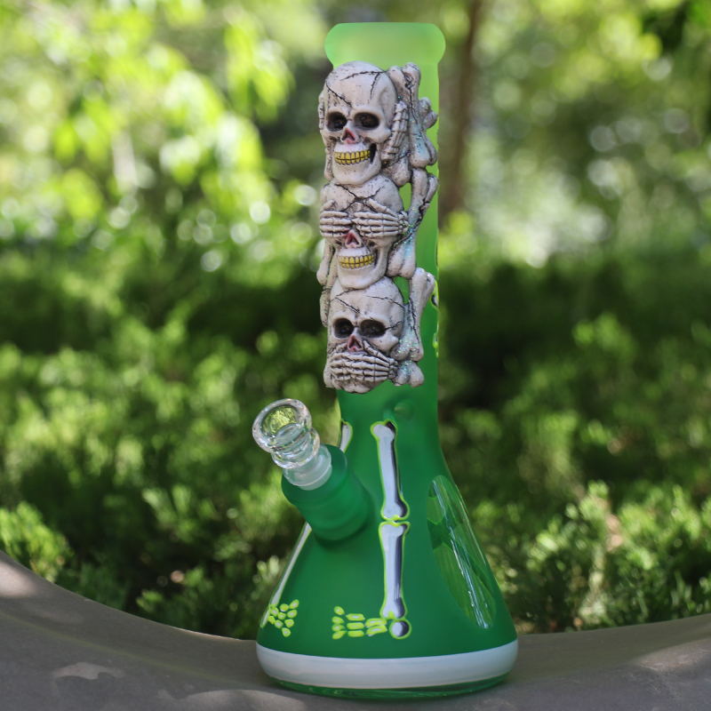 three skulls paster decoration water bong - RORA