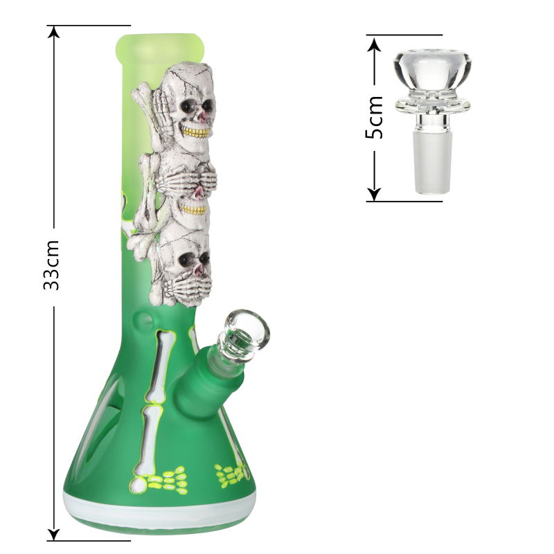 three skulls paster decoration water bong - RORA