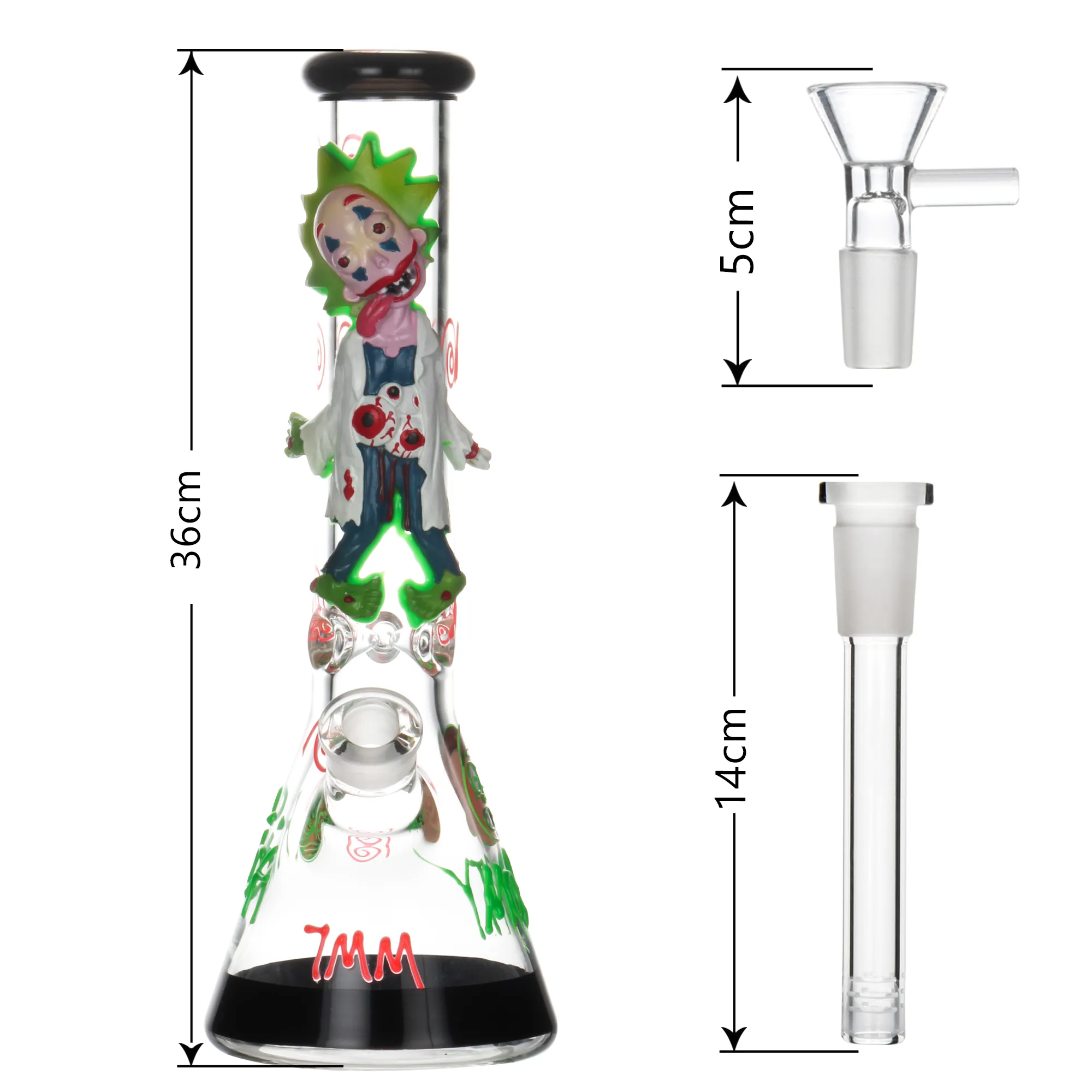 3D Rick And Morty Glass Bong 13 In - RORA