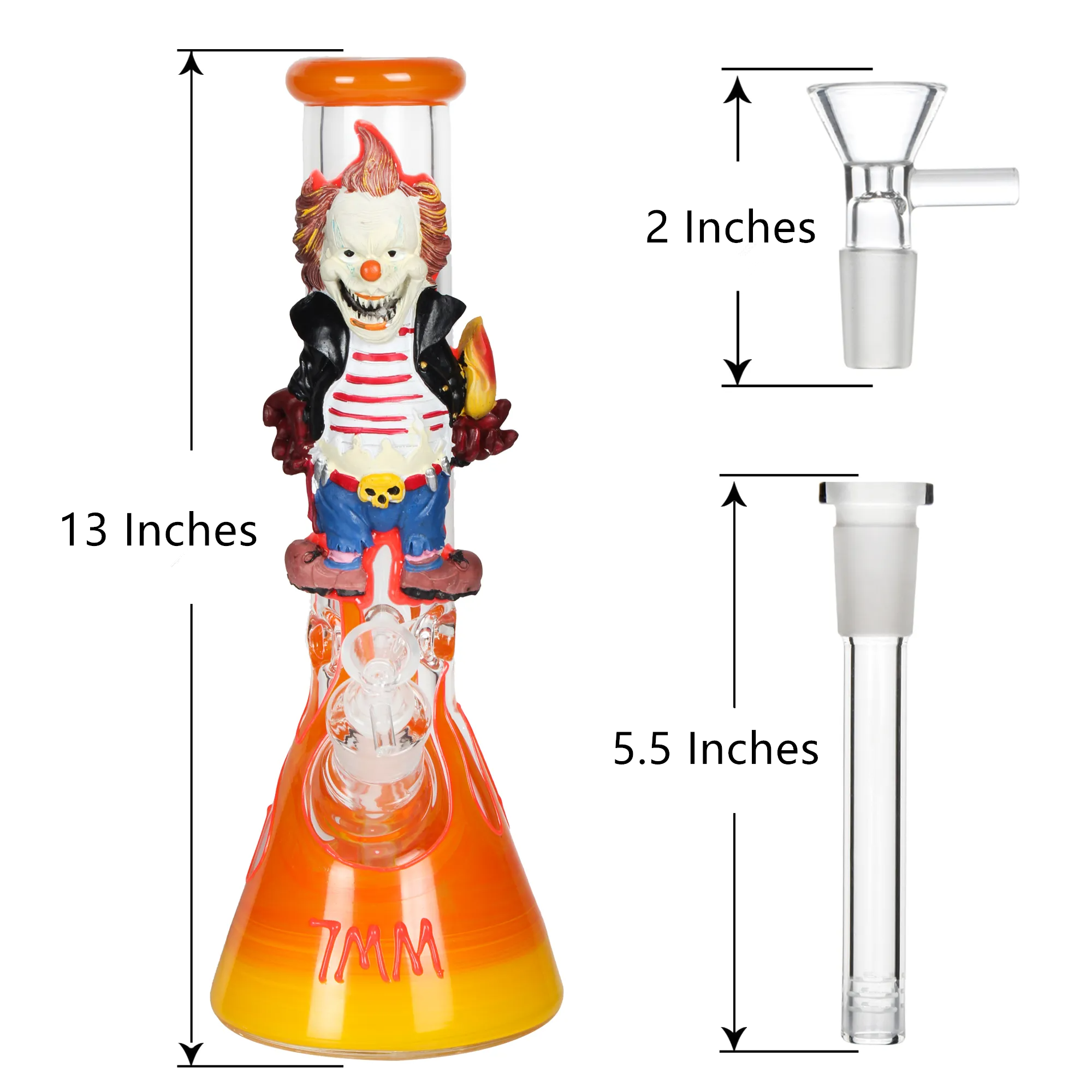 Orange 3D Joker 13 Inches Glass Bong - RORA