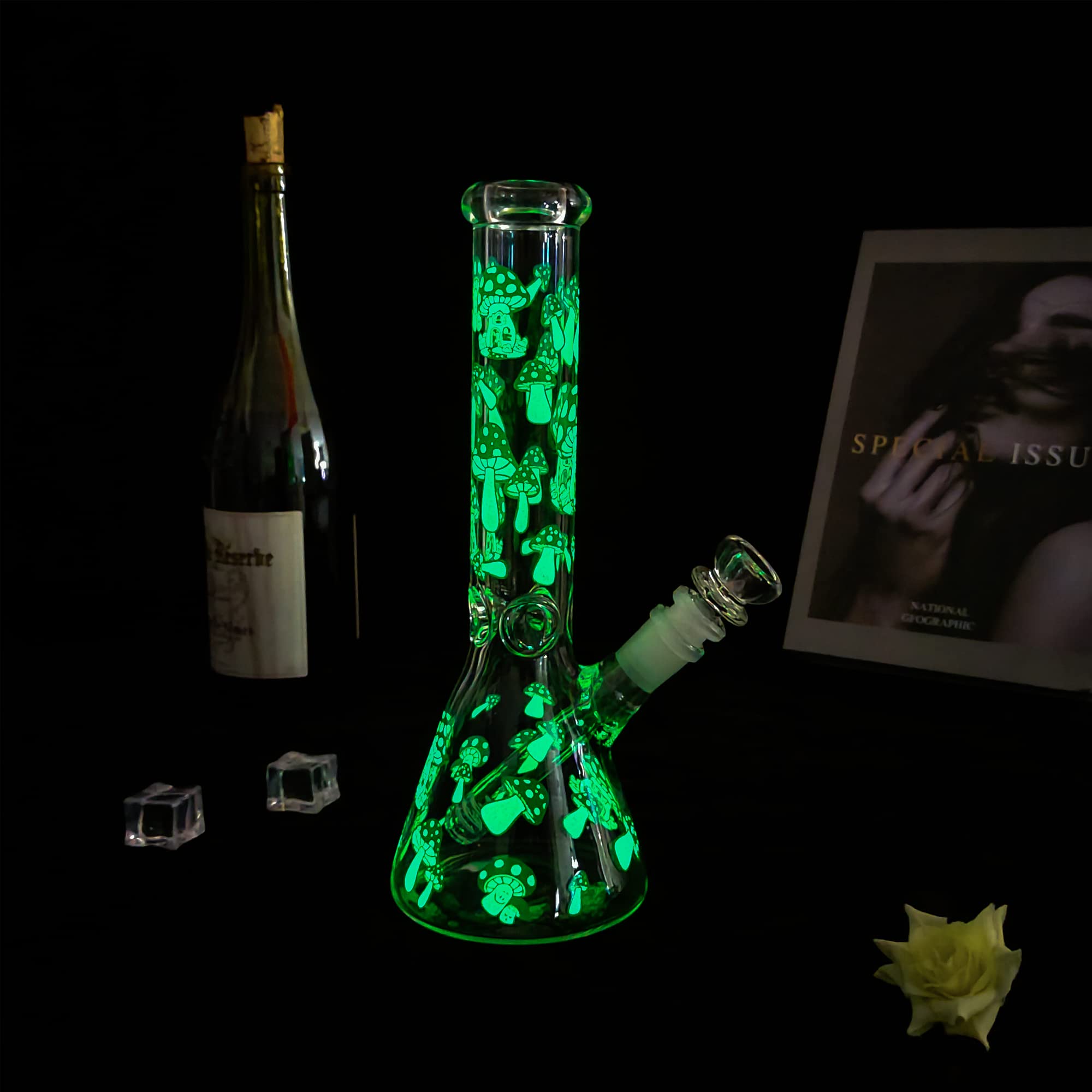 10.5 In Clear Glass Bong Water Pipe Beaker Bubbler - RORA