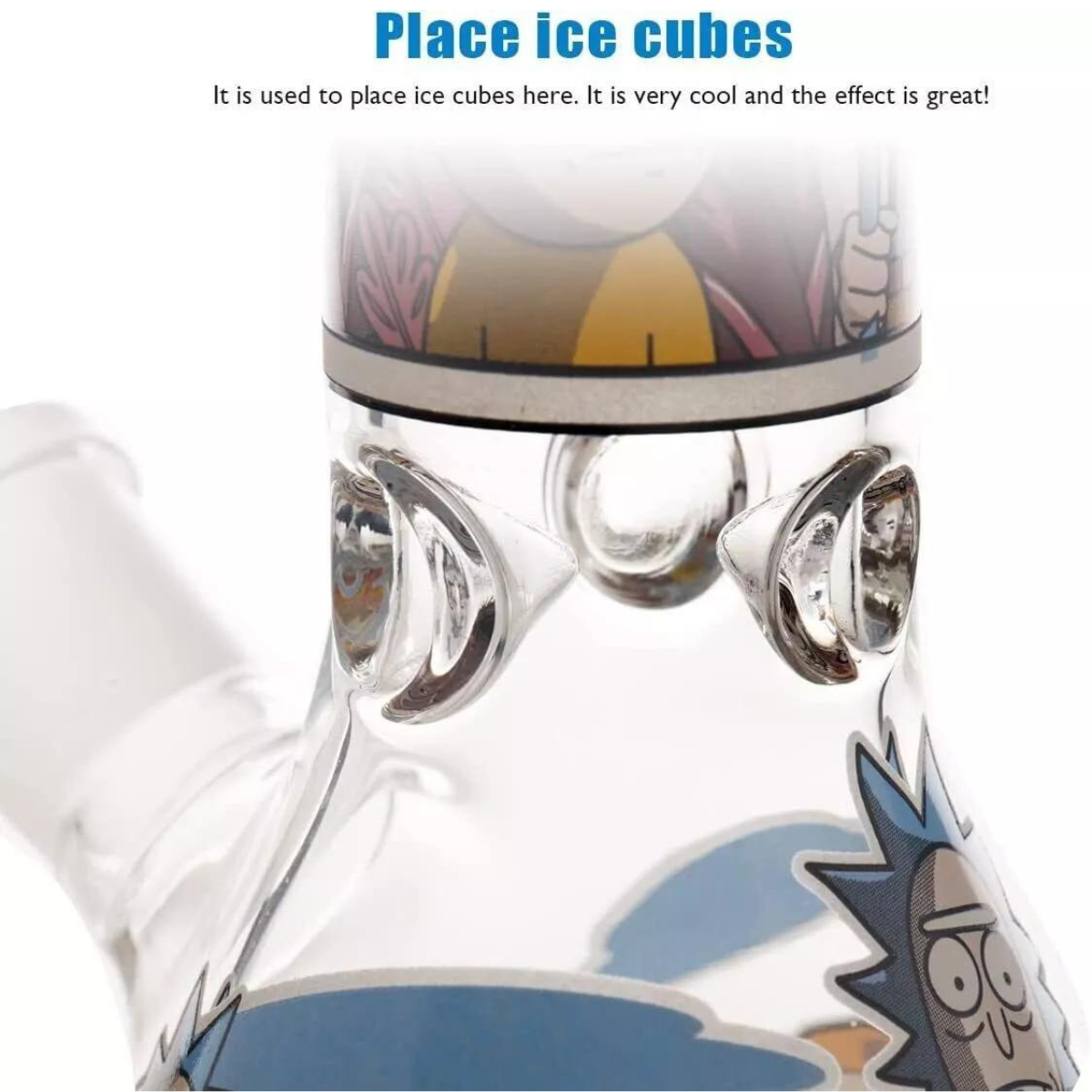 8 IN Rick And Morty Glass Bong Hookah Water Pipe Smoking Beaker Bubbler