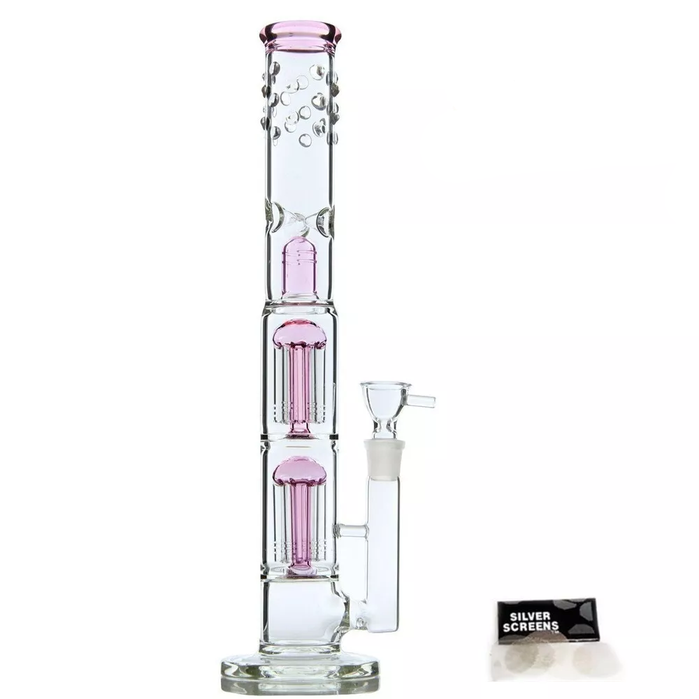 Glass Bong Vase Double Tree Dome Water pipe beaker bubbler | 18.8mm 16inch