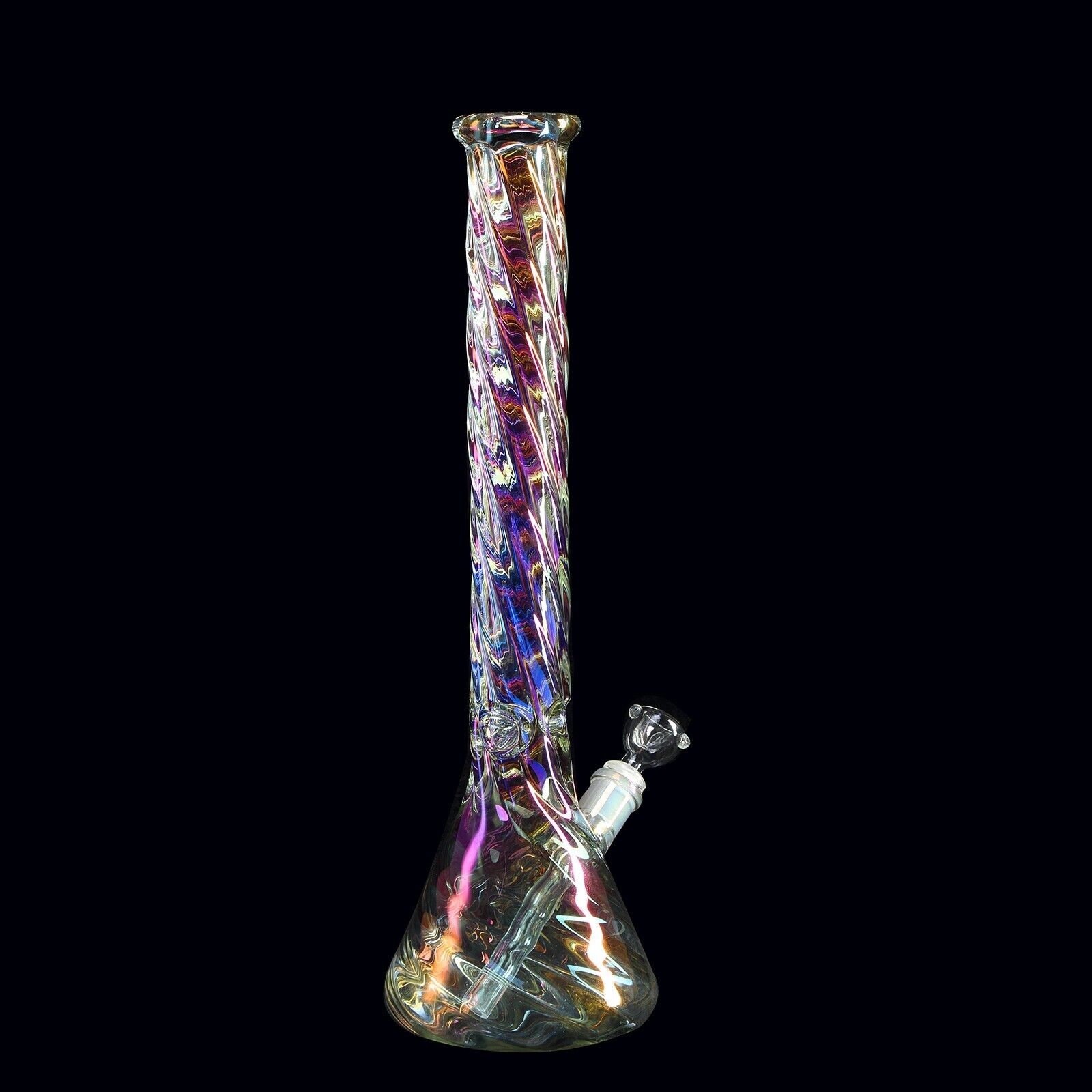 18″ Helical Glass Bong Spiral Water Pipe Smoking Bong Beaker