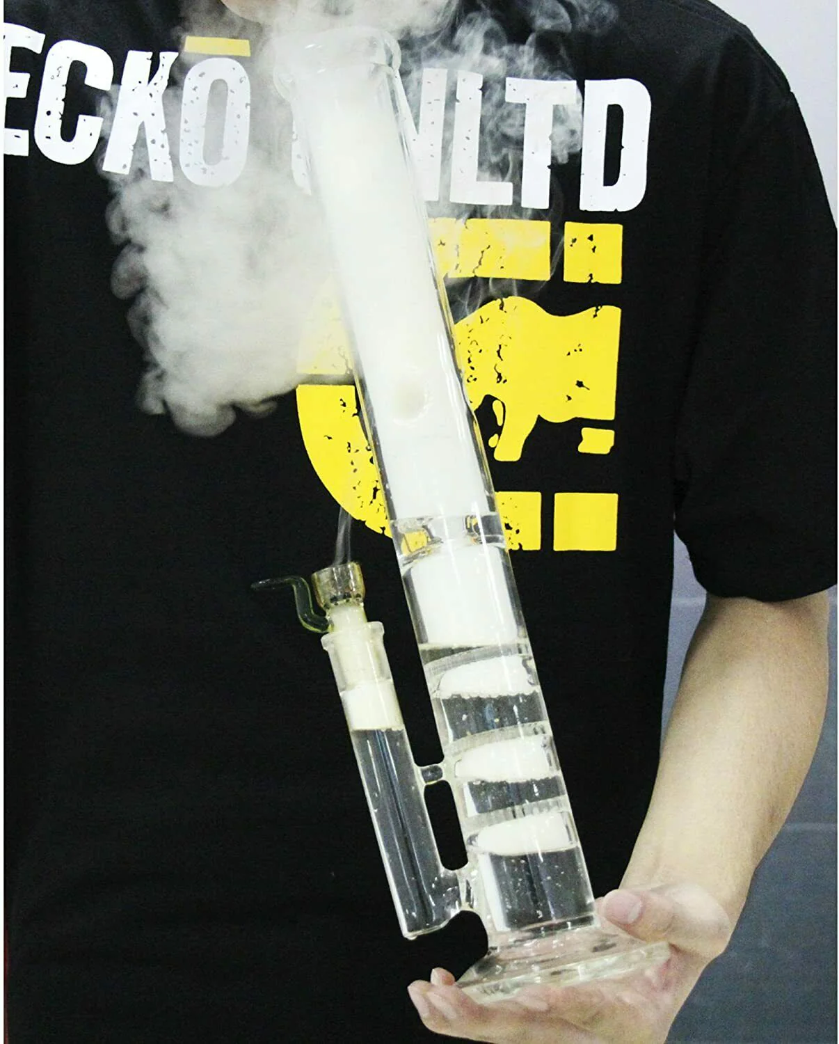 Clear Three Layers Glass Bongs Water Pipe | 18.8mm 17inch