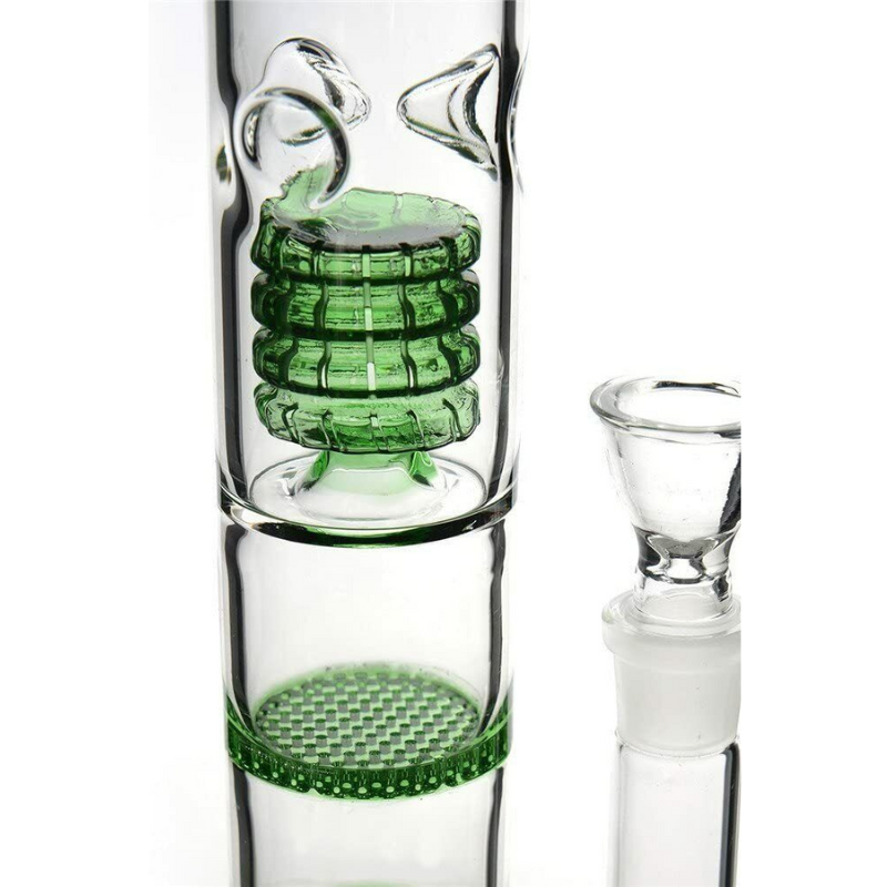Green Three Layers Glass Bongs Water Pipe | 18.8mm 17inch