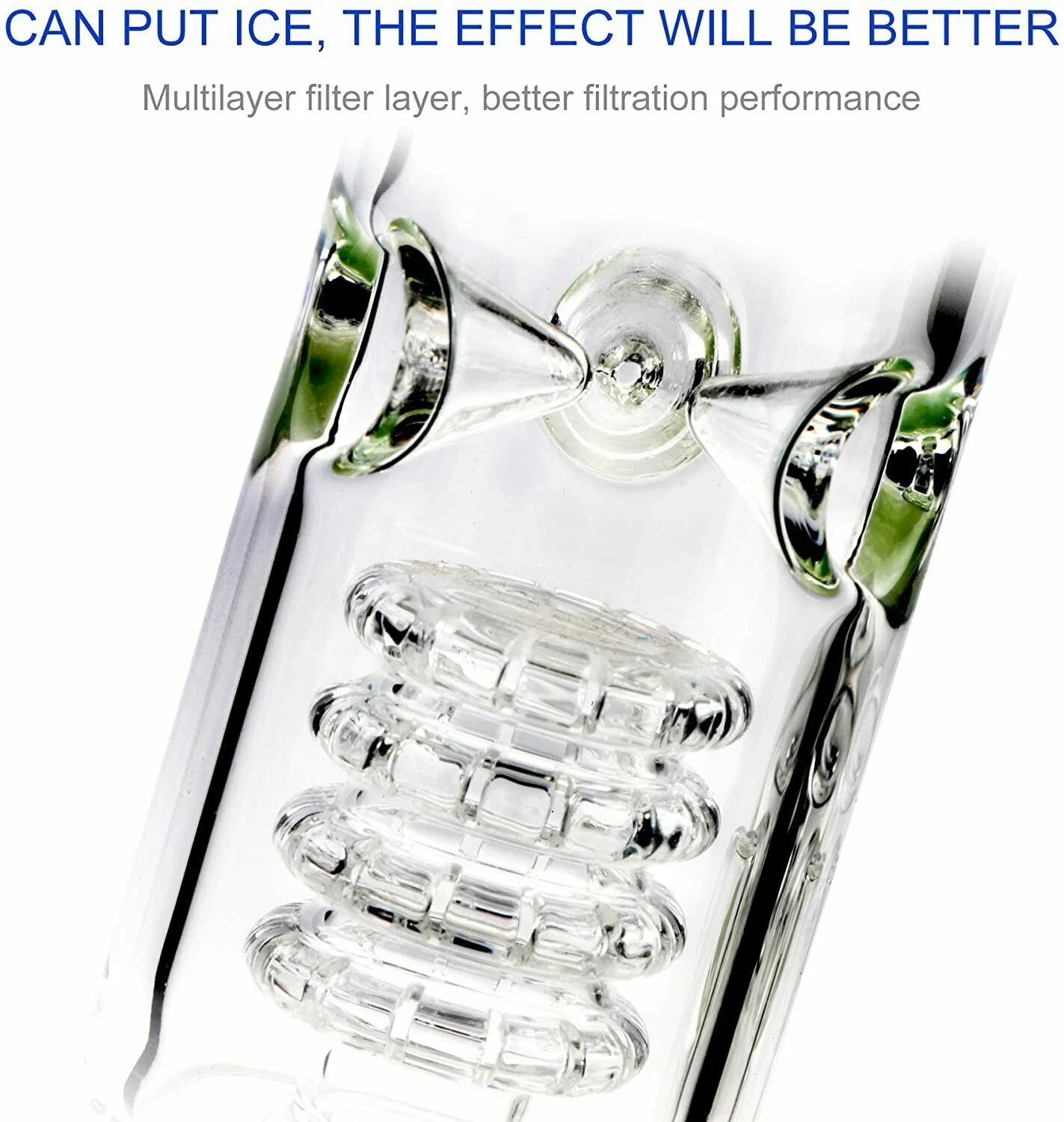 Clear Three Layers Glass Bongs Water Pipe | 18.8mm 17inch