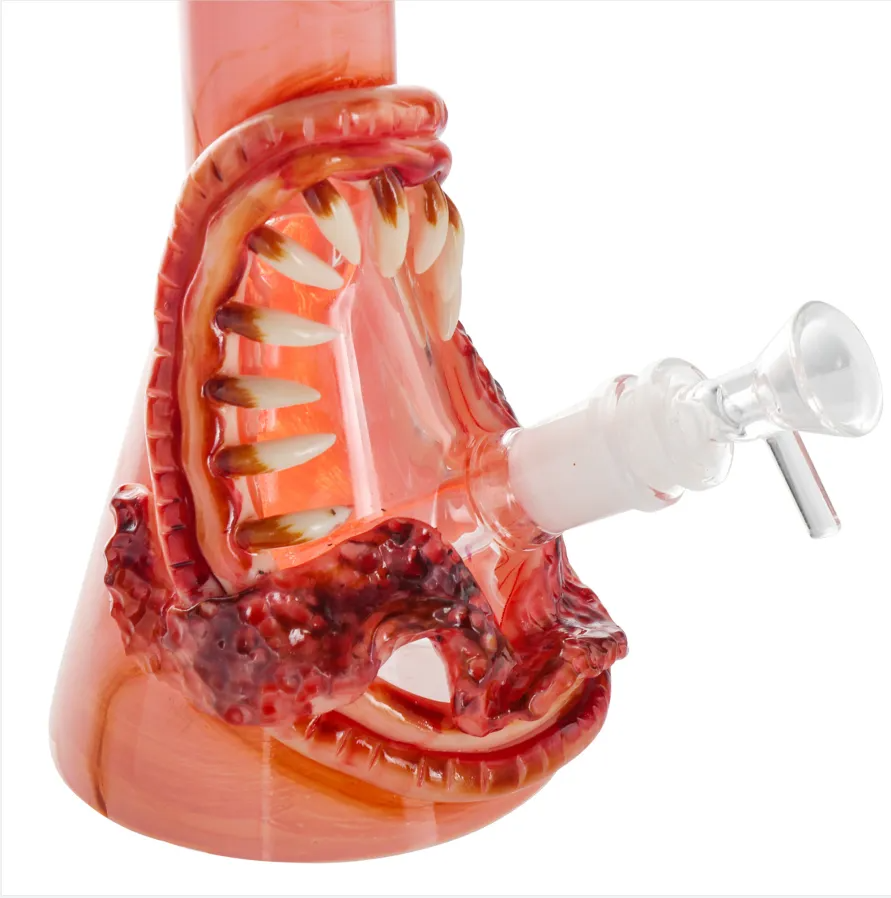 3D Monster Mouth Glass Bong Wacky Water Pipe 10 Inch