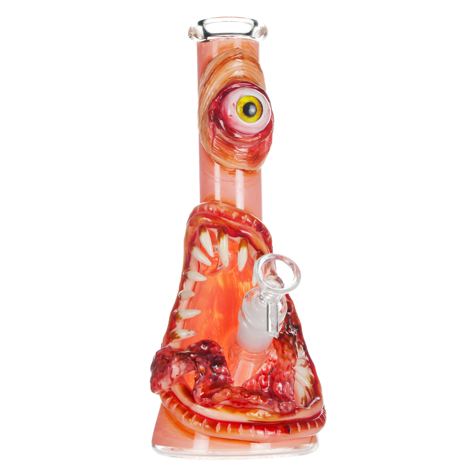 3D Monster Mouth Glass Bong Wacky Water Pipe 10 Inch