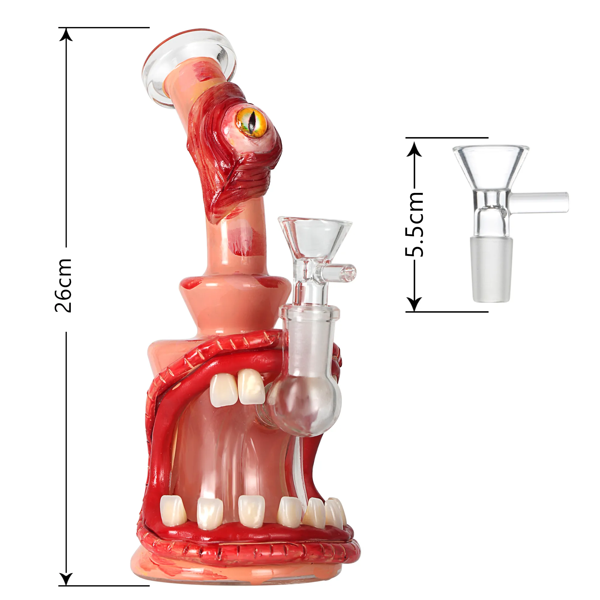 3D Monster Mouth Glass Bong Wacky Water Pipe 10 Inch