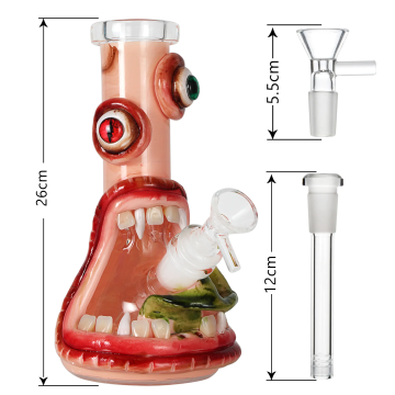 3D Monster Mouth Glass Bong Wacky Water Pipe 10 Inch