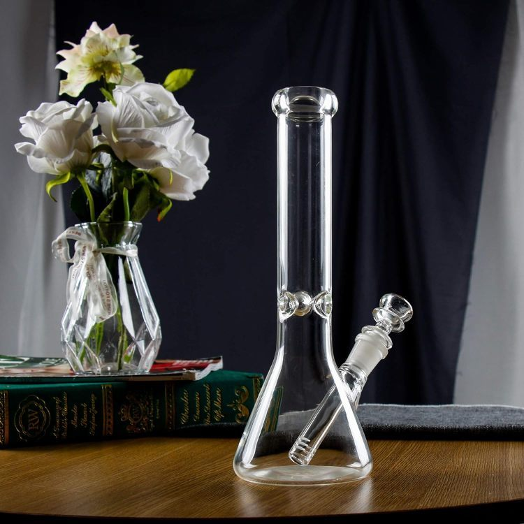 Clear Glass Bong Smoking Water Pipe Beaker Bubbler
