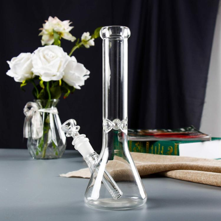 Clear Glass Bong Smoking Water Pipe Beaker Bubbler