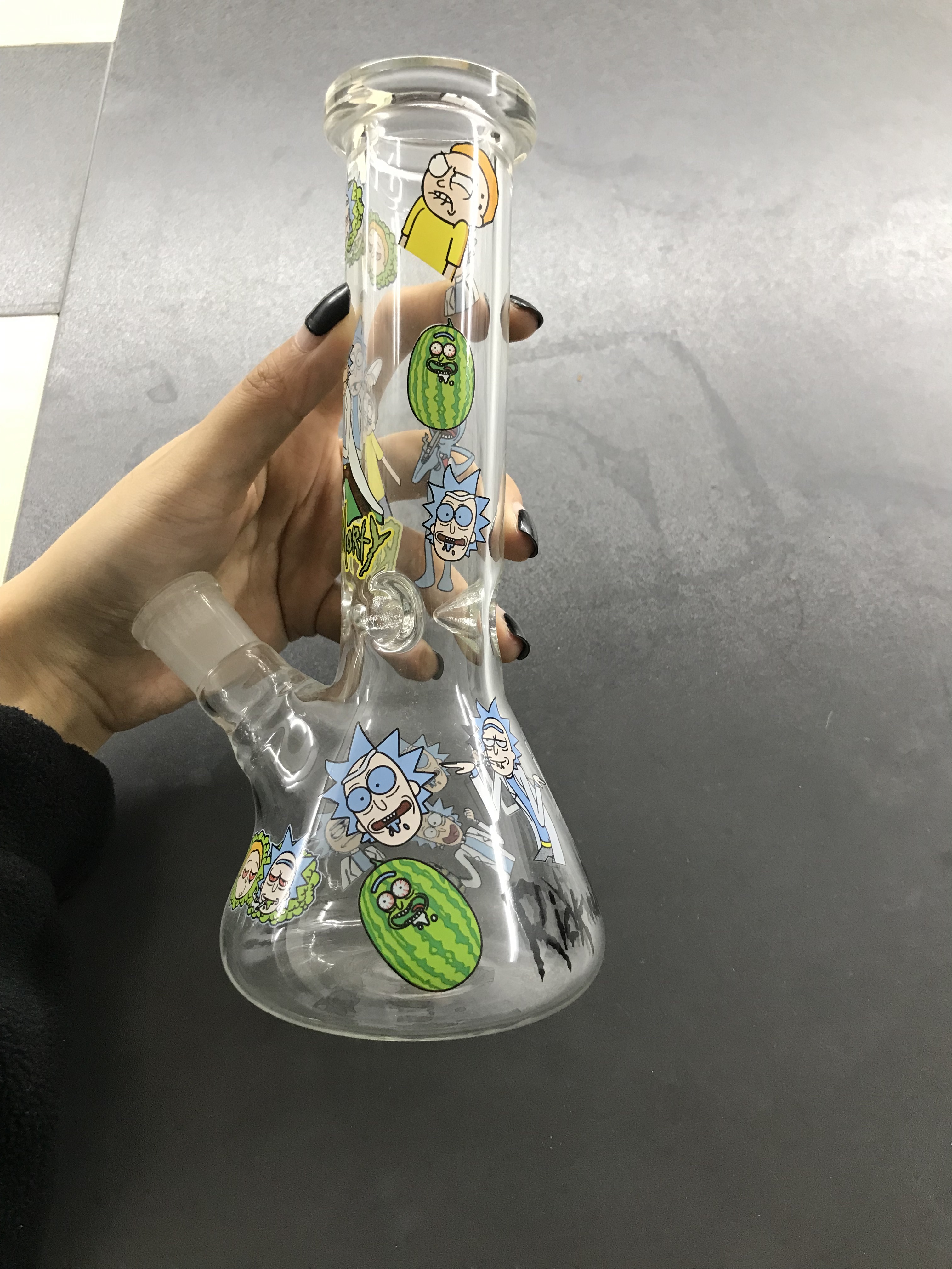 Rick And Morty Glass Bong water pipe smoking bong dab rig beaker bubbler 7.9 Inches