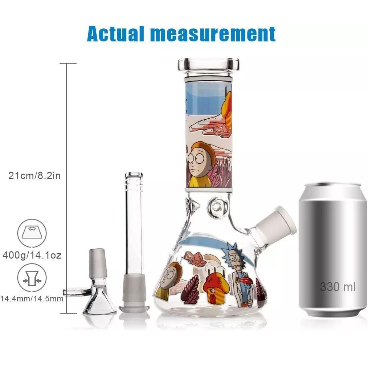 Rick And Morty Luminous Glass Bong 7.9 Inches - RORA