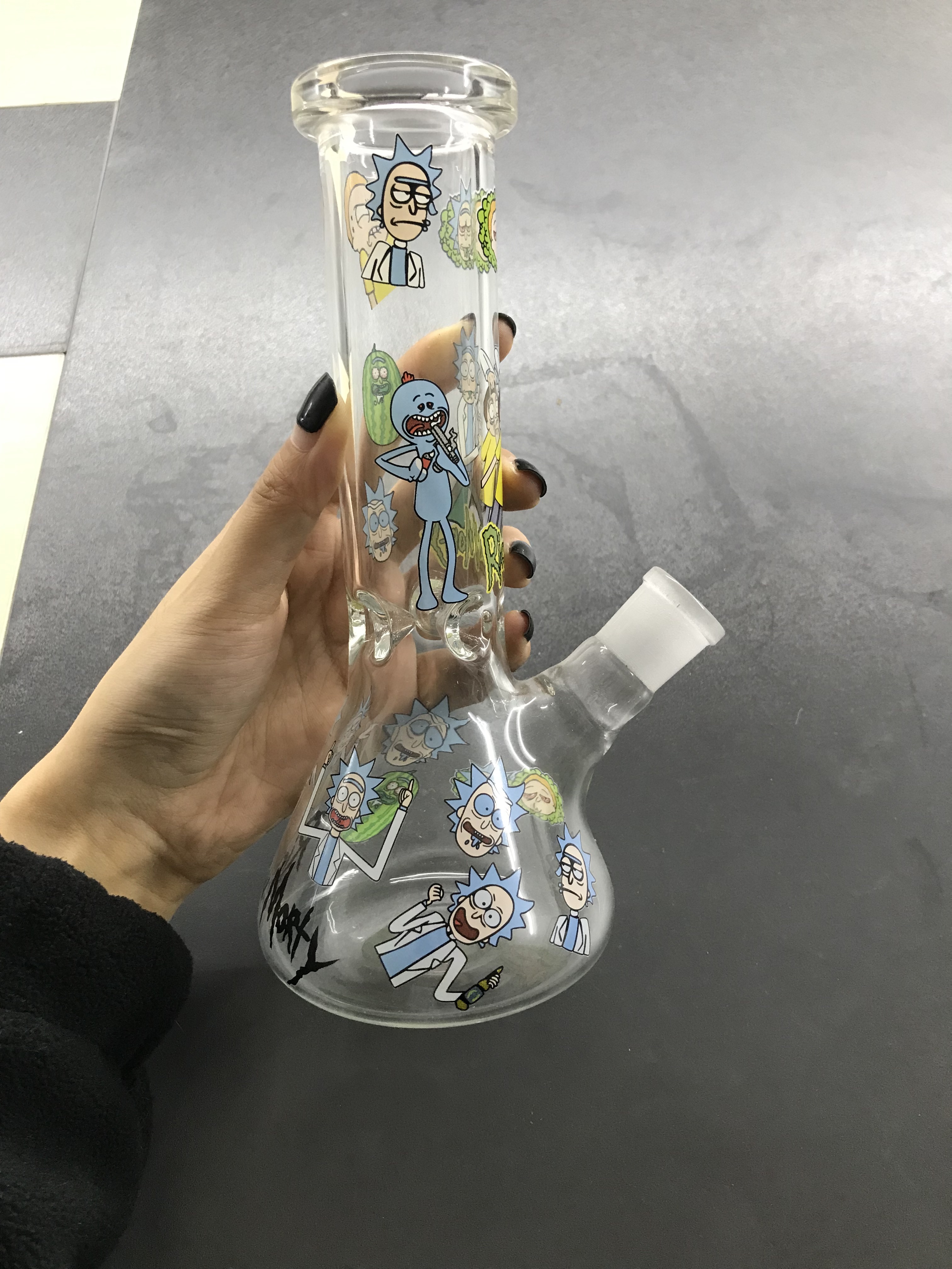 Rick And Morty Glass Bong water pipe smoking bong dab rig beaker bubbler 7.9 Inches