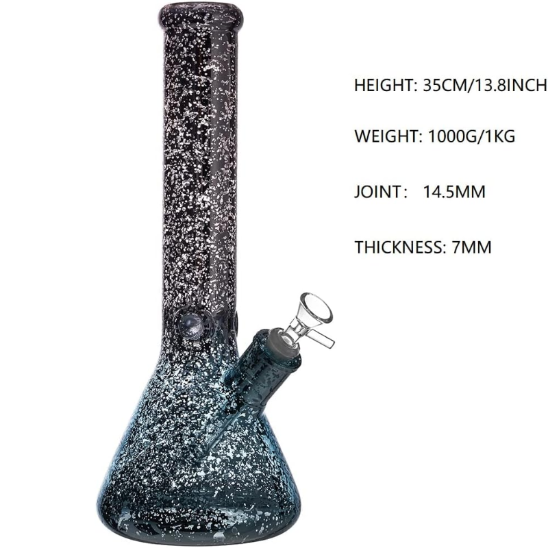 13.8Inch Black Glass Bong Glass Water Pipe Dab Rig For Smking - RORA